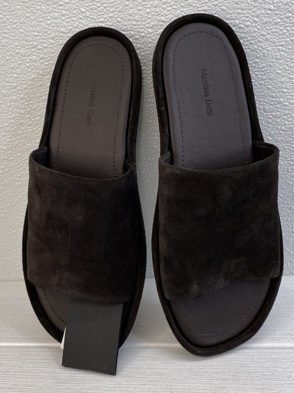 Massimo Dutti Patflorm Slides Women's Size US7.5 EU38 Dark Brown Suede Sandals
